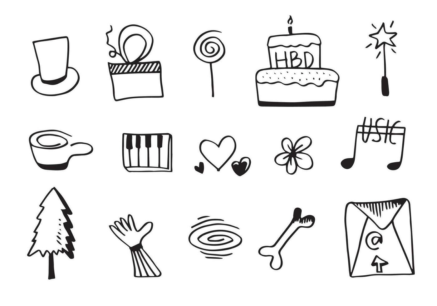Set of cute hand drawn line scribble expression signs.emoticon ...