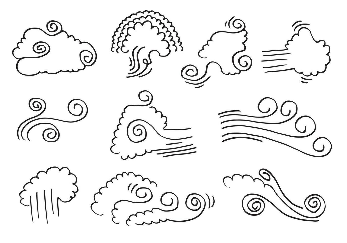 doodle wind illustration vector hand drawn style isolated on white background.