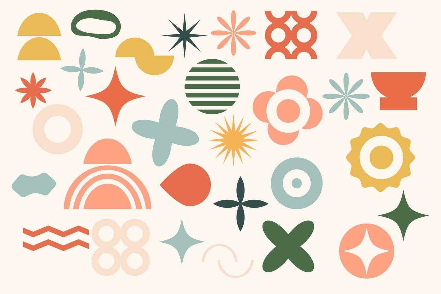 Set geometric shapes contemporary modern trendy elements basic forms isolated, futuristic figures, minimal abstract. Vector illustration