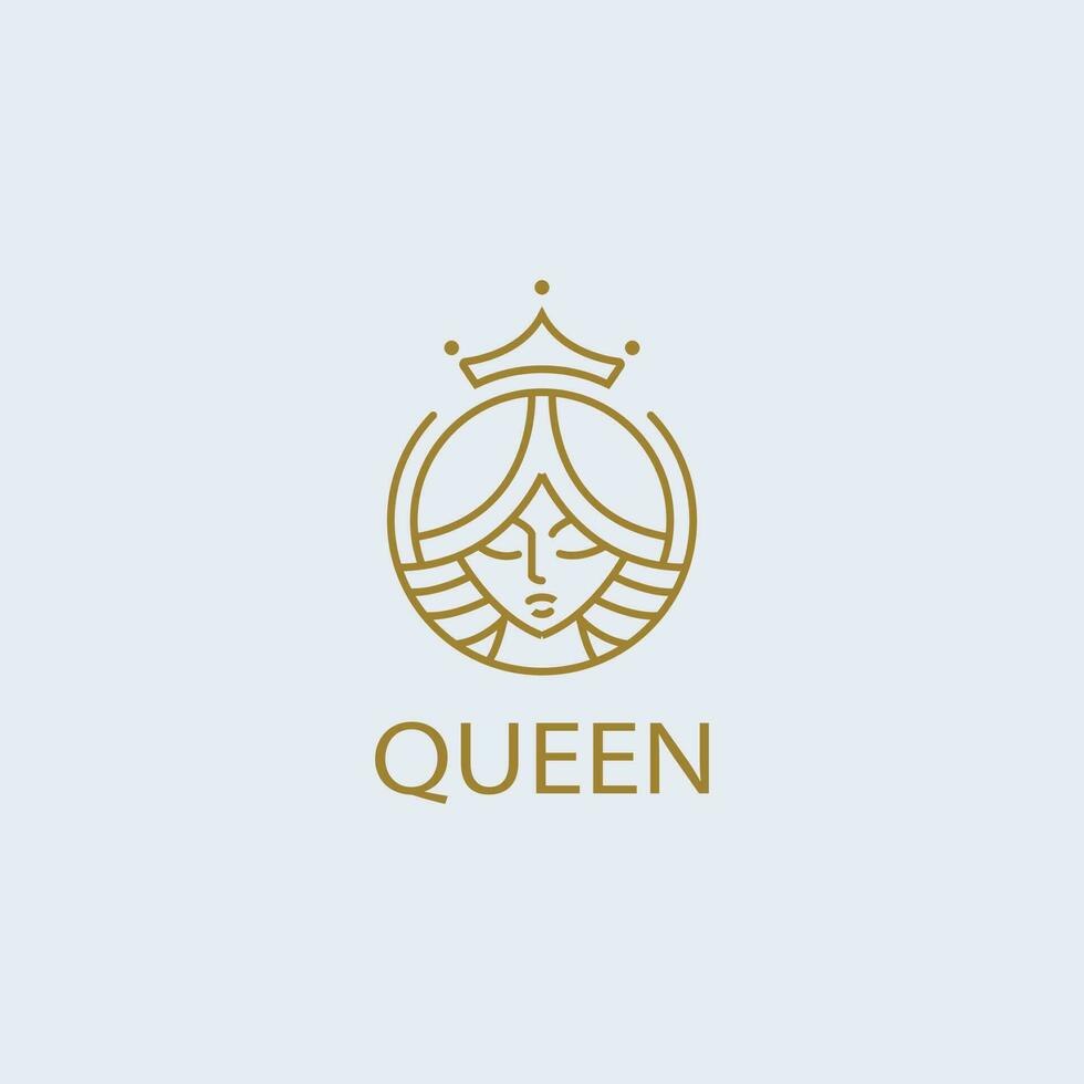 hermosa reina línea Arte logo diseño vector