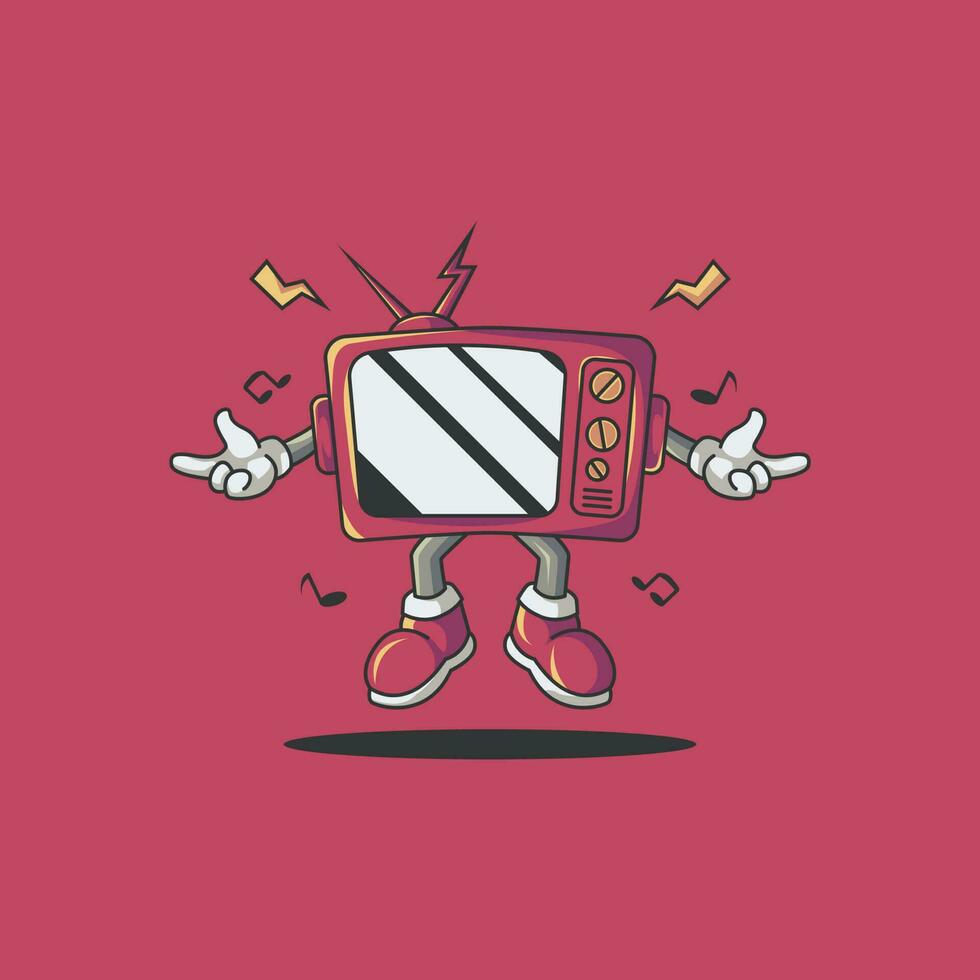 cute television character logo vector