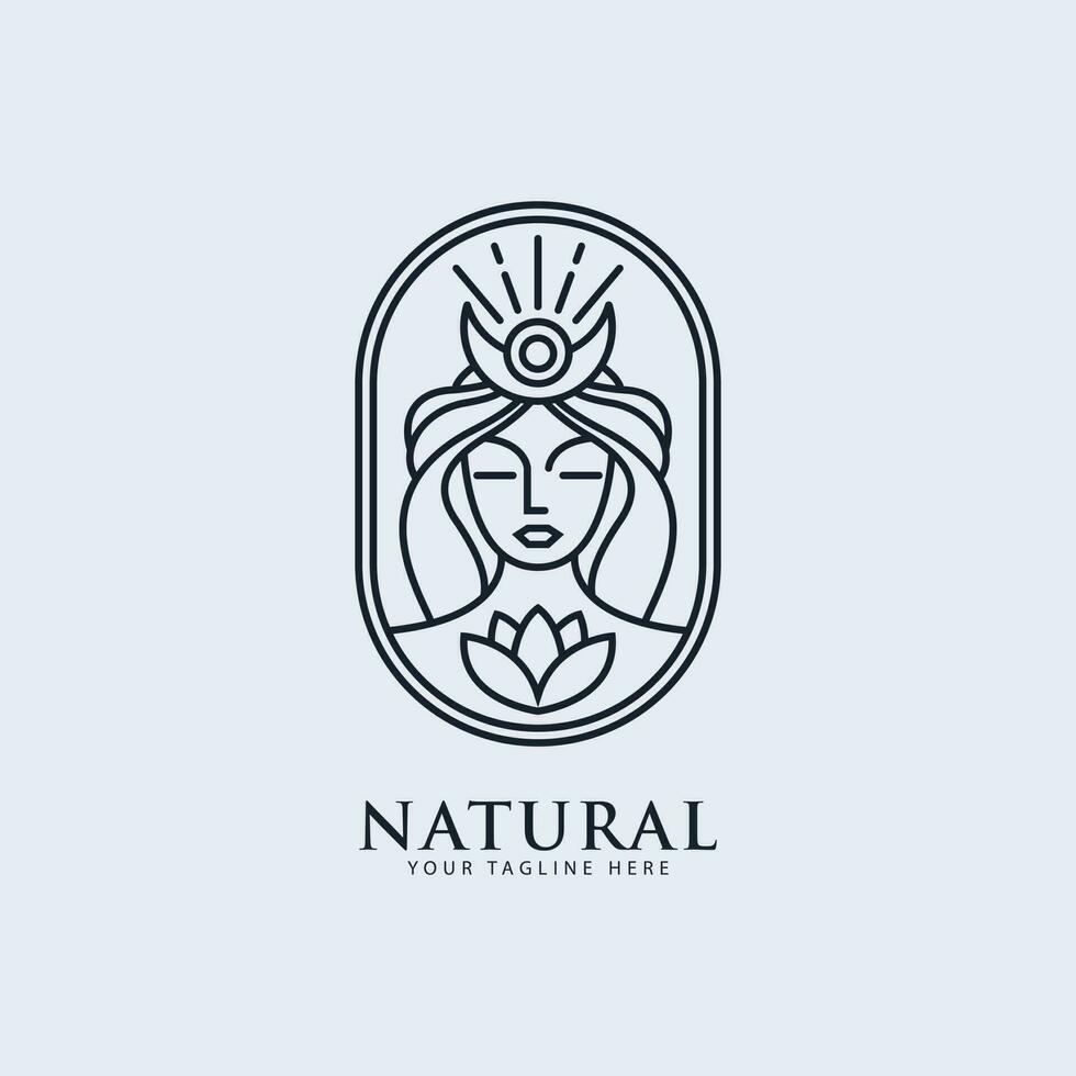 naturaleza hermosa mujer línea Arte logo diseño vector