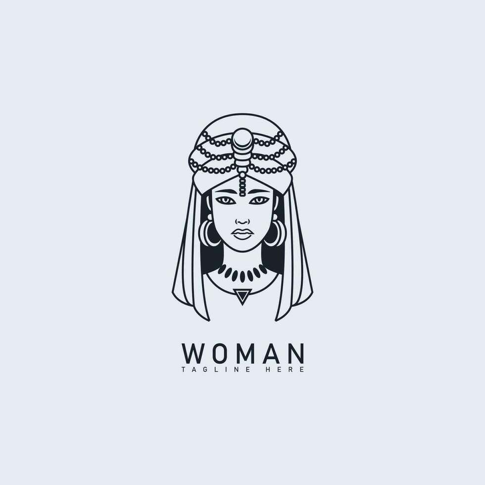 beautiful woman line art logo design vector