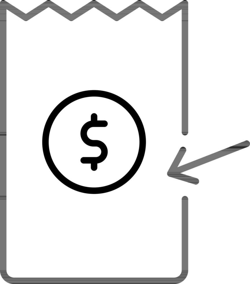 Receive Invoice or Receipt icon in black line art. vector