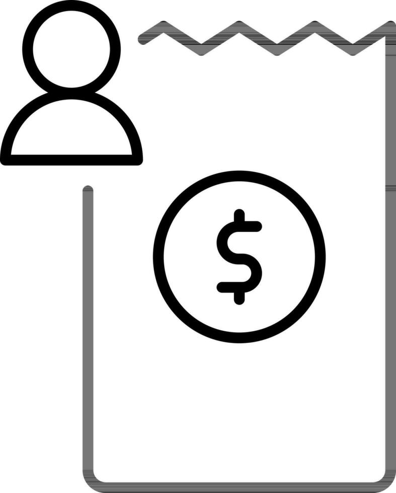 User with Payment Bill icon in line art. vector