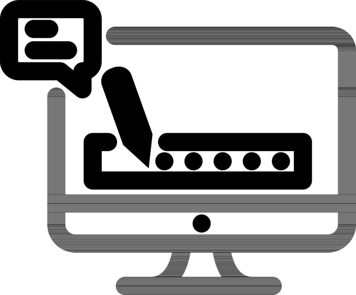 Line art illustration of Write message or comment from Computer icon ...