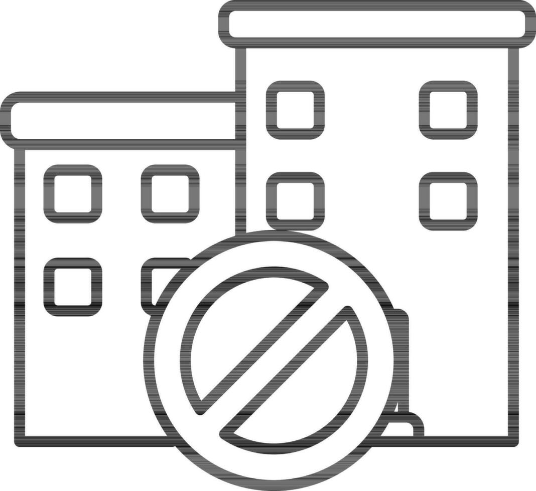 Line art illustration of Stay Home in Lockdown icon. vector