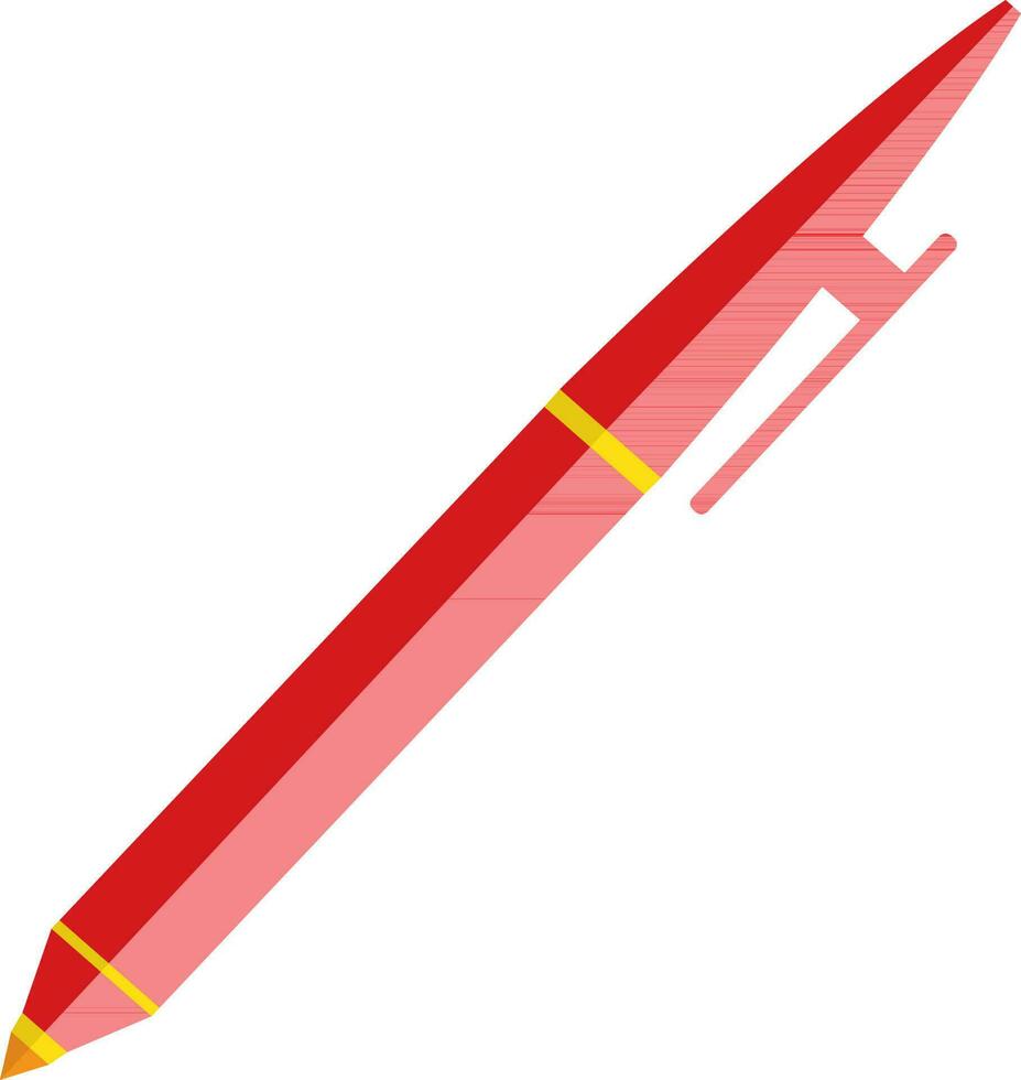 Red pen icon with half shadow for education in illustration. vector