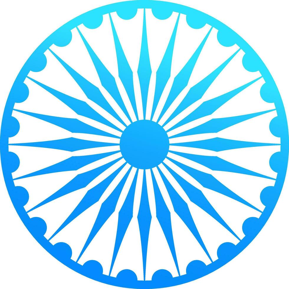 Blue Ashoka Wheel on White Background. vector