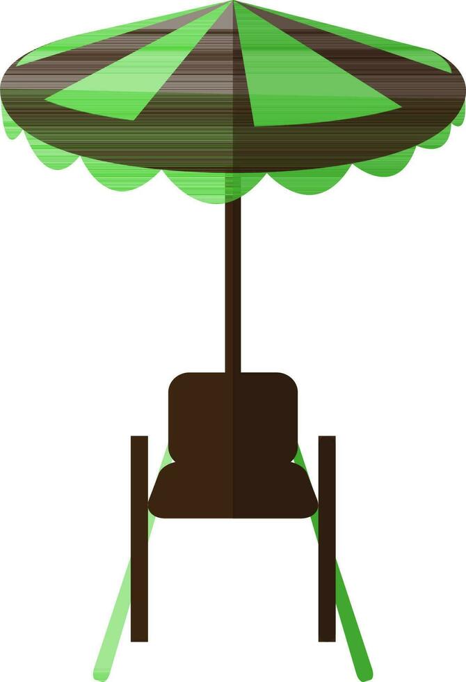 Umbrella icon with chair for sitting concept in half shadow. vector