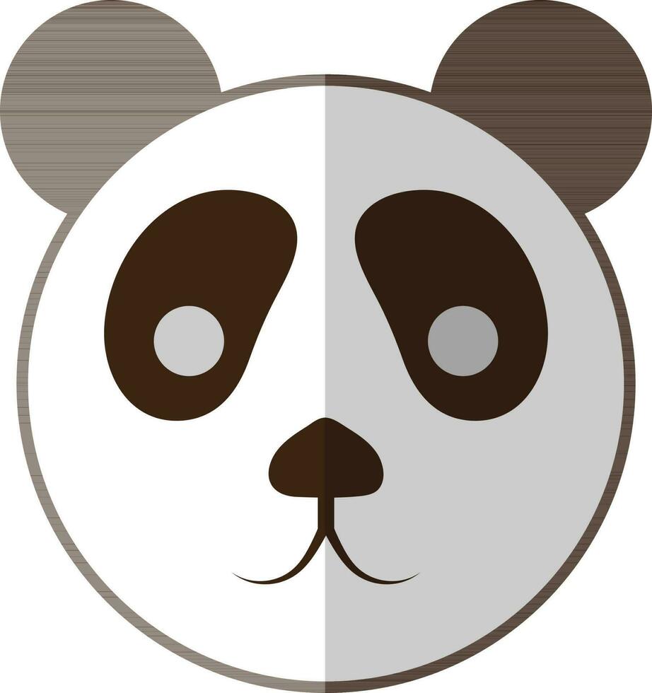 linda panda oso cara icono en medio sombra. vector