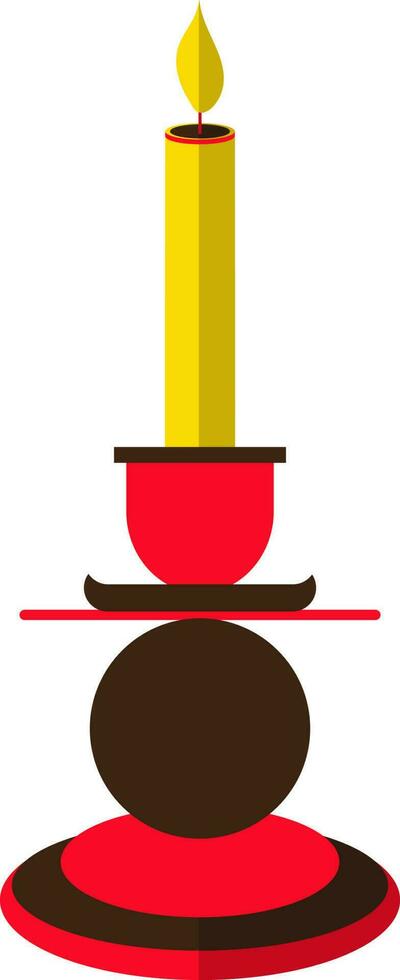 Burning candle icon with stand in half shadow. vector