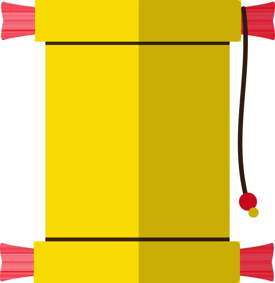 Yellow color with half shadow of scroll icon in illustration. vector