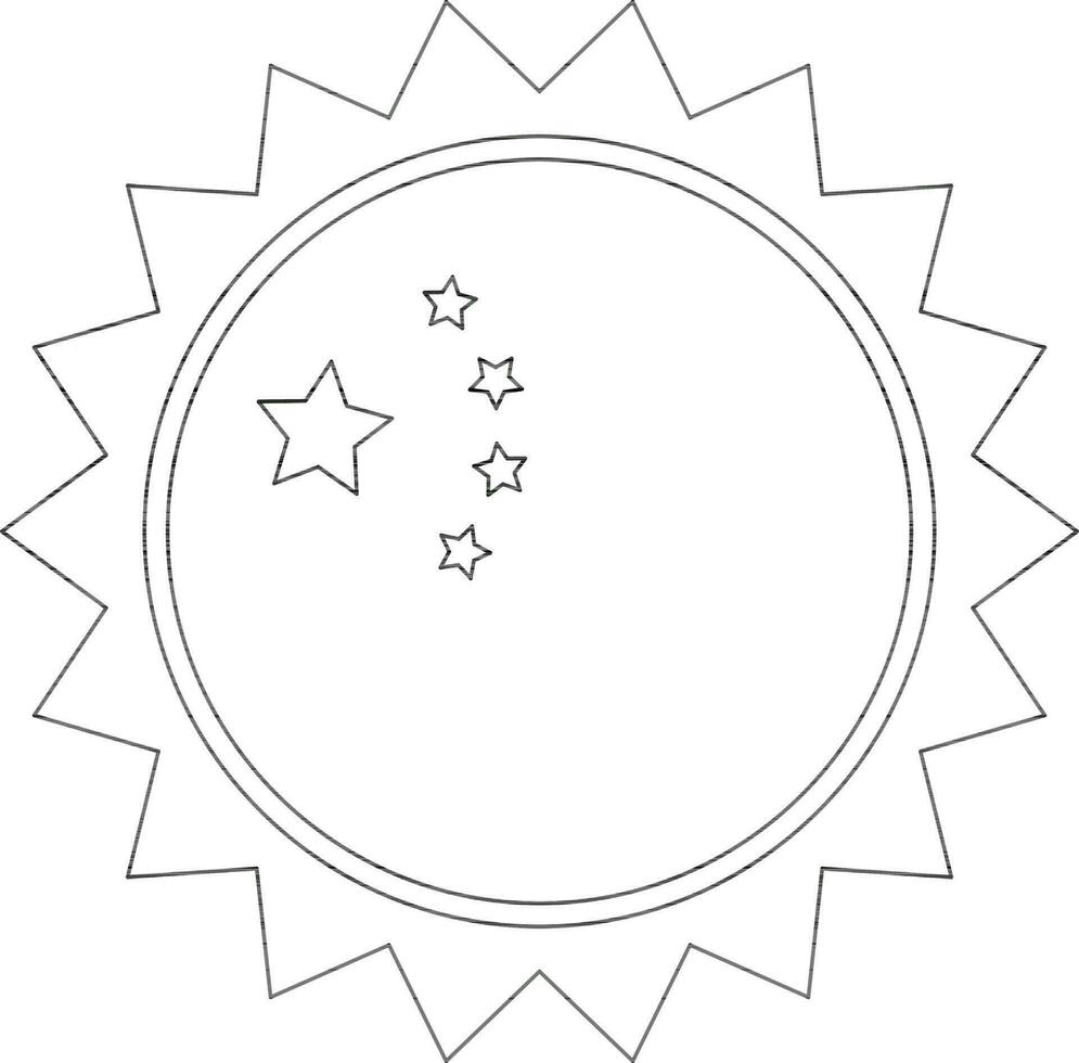Chinese flag in badge icon in stroke style. vector