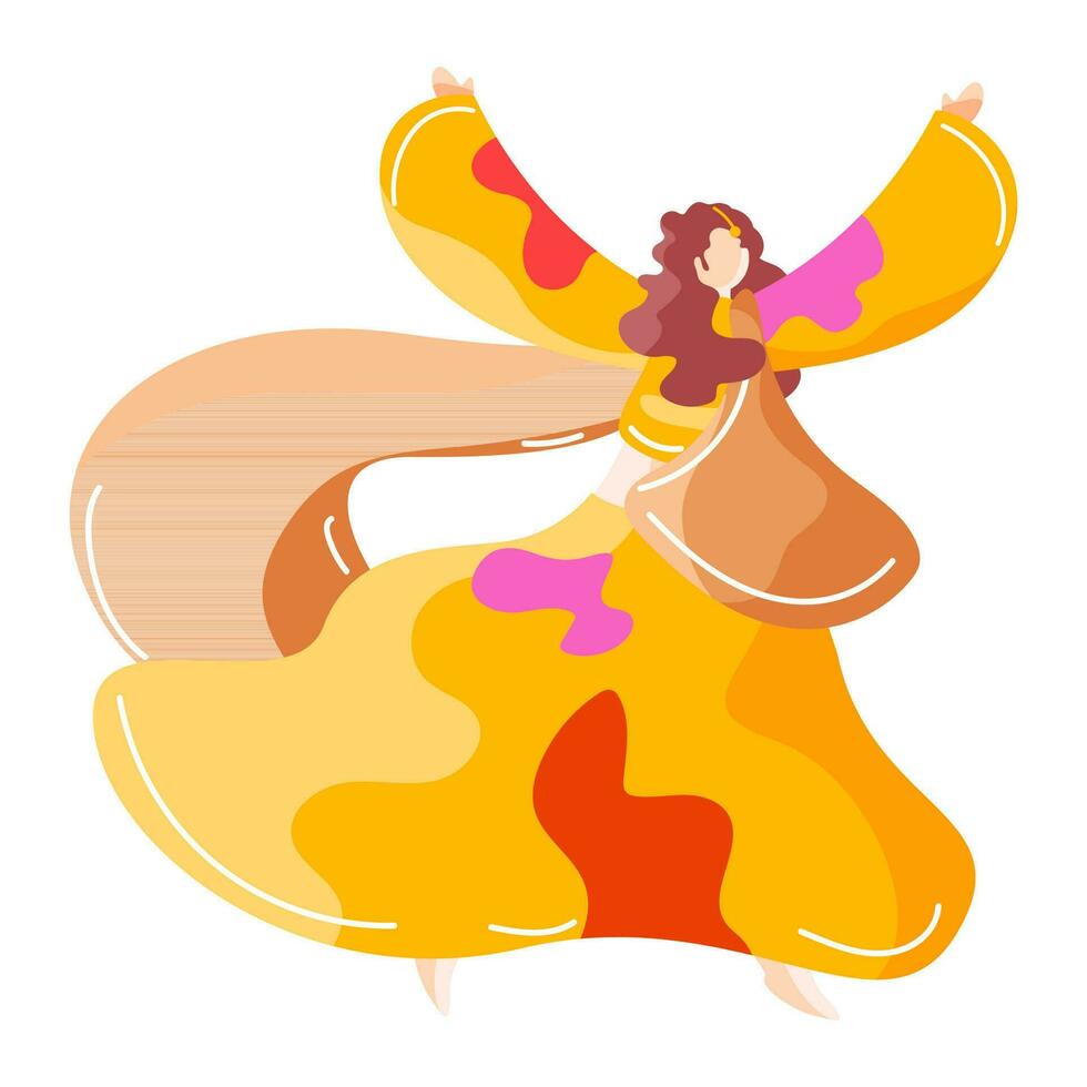 Indian Young Girl Enjoying Holi Colors in Running Pose. vector