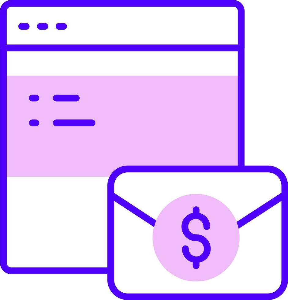 Online money transaction mail or envelope icon in flat style. vector