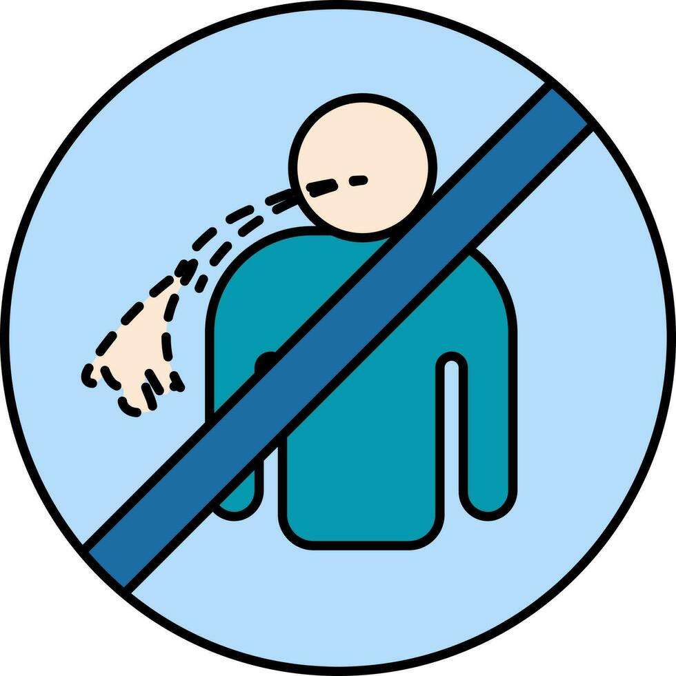 No Spitting Icon or Symbol in Blue Color. vector