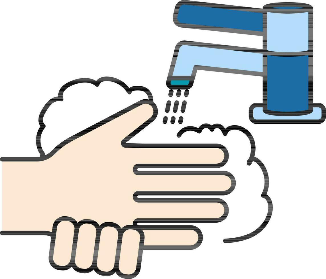 Soap Washing Hands with Water Faucet Icon or Symbol. vector