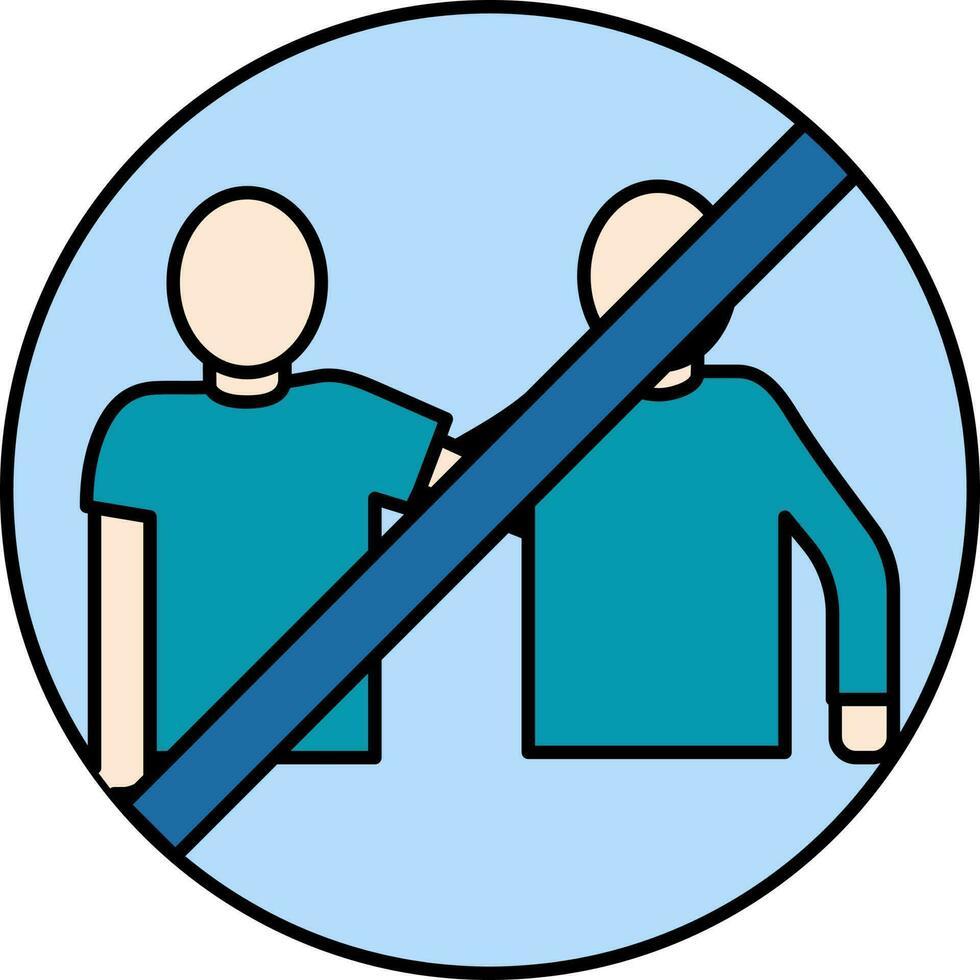 No Hugging People Icon in Blue Color. vector