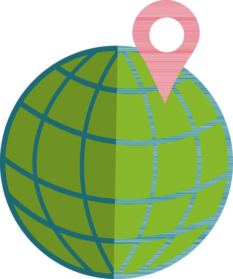 Half shadow of globe icon with map pin in isolated. vector