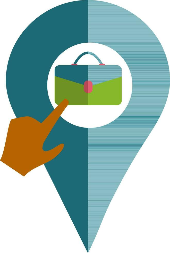 Half shadow in location of job place icon with hand. vector