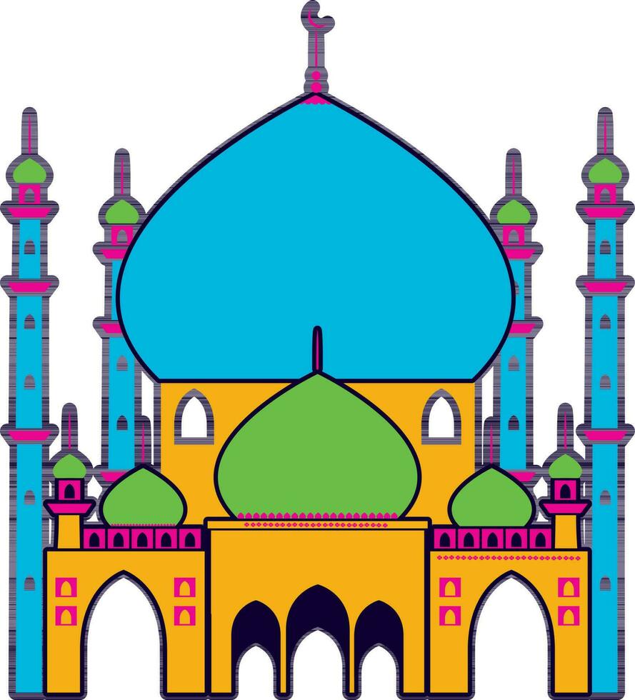 Flat illustration of Colorful Mosque. vector