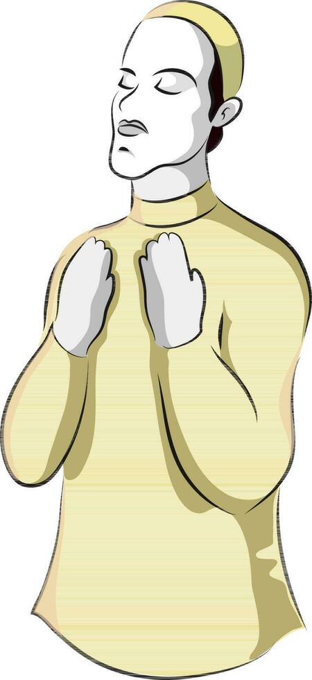 Character of a young praying Muslim Man. vector