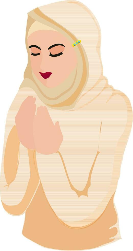Beautiful praying islamic woman. vector