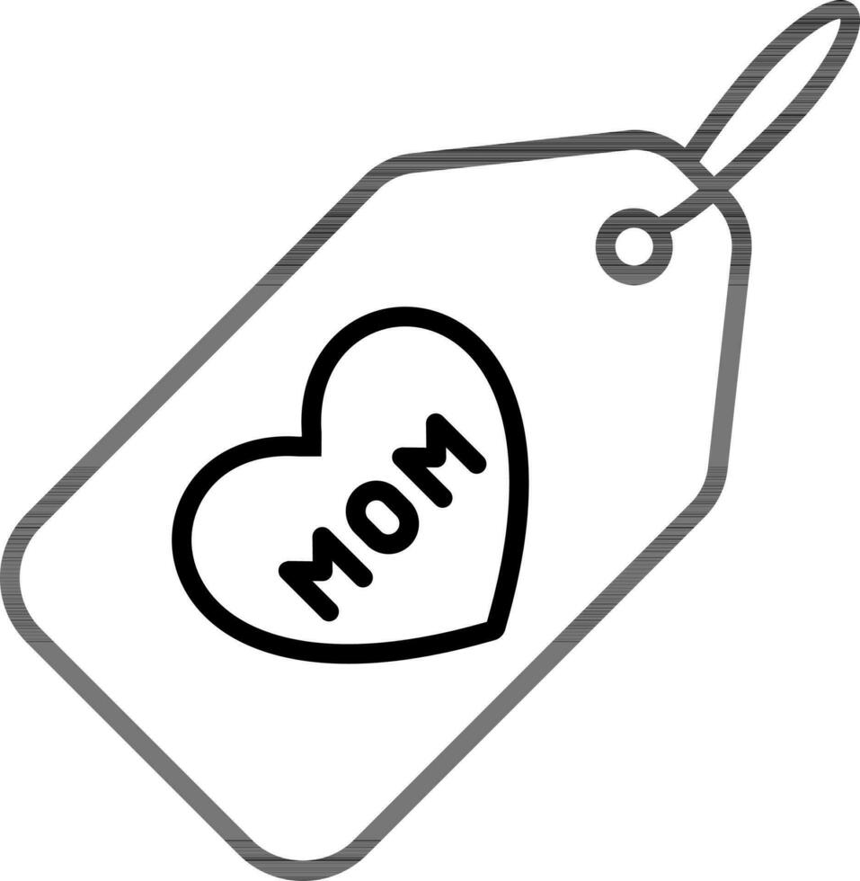 Mom Tag icon in black line art. vector