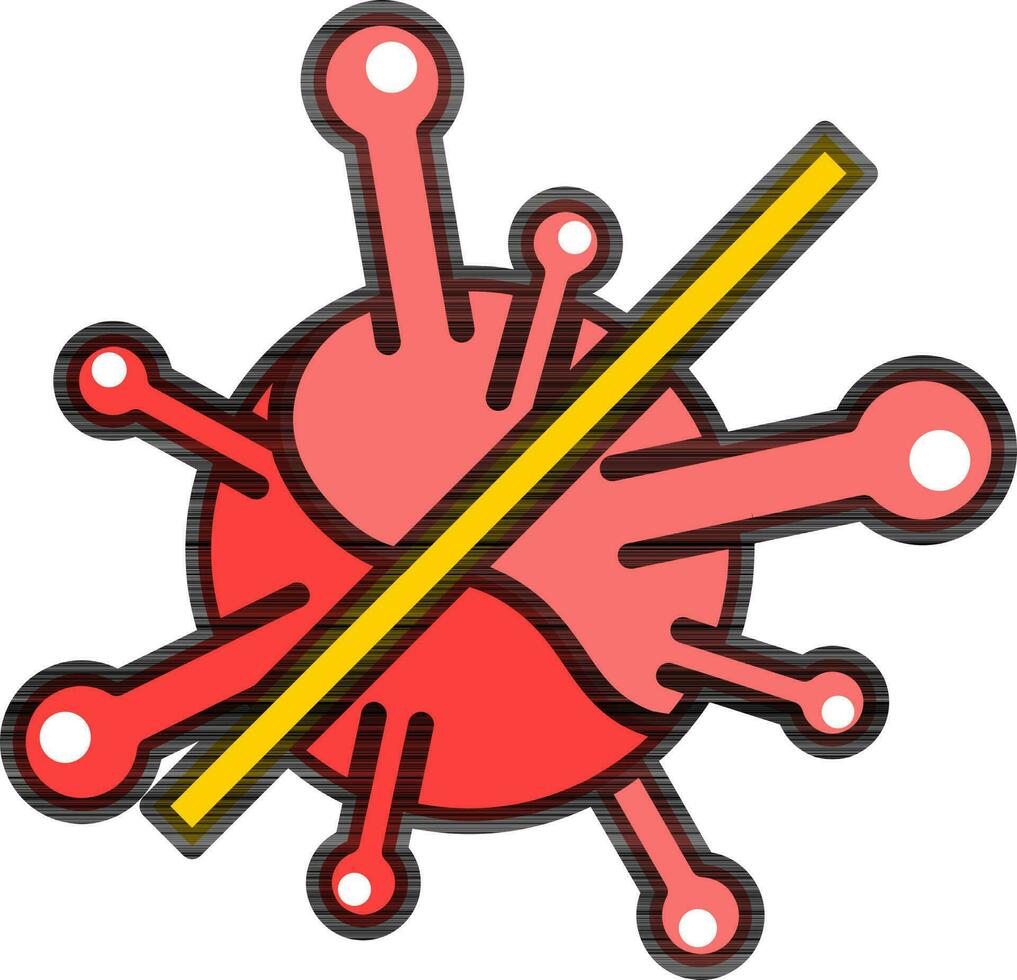 Flat Style Stop Virus Icon in Red color. vector