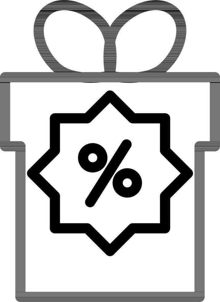Gift Discount icon in black line art. vector
