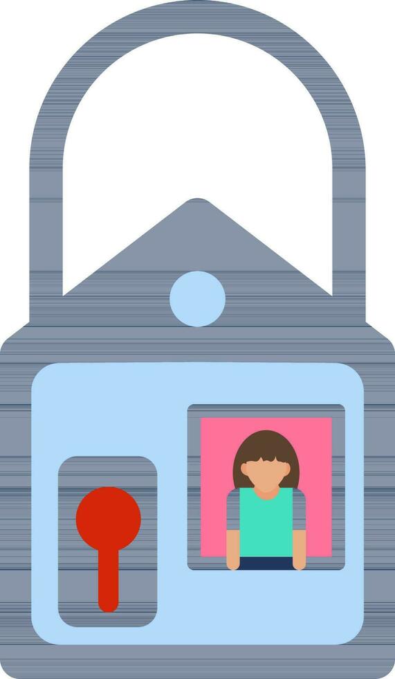 Illustration of Stay home with woman in lockdown blue icon. vector