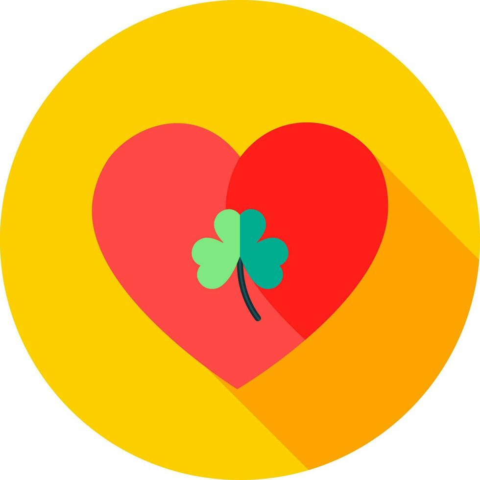 Clover leaf on heart shape icon or symbol. vector