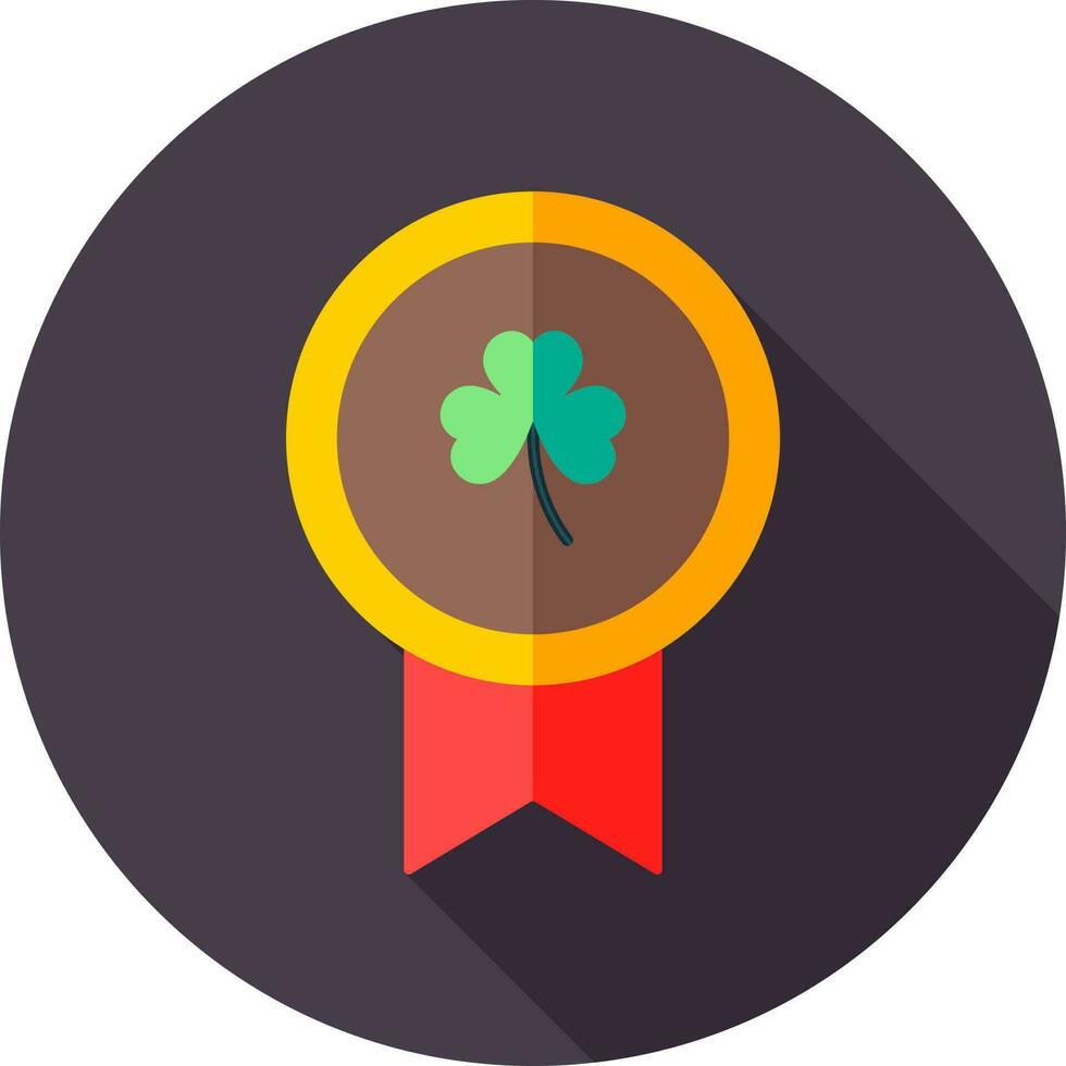 Clover leaf on badge icon in flat style. vector