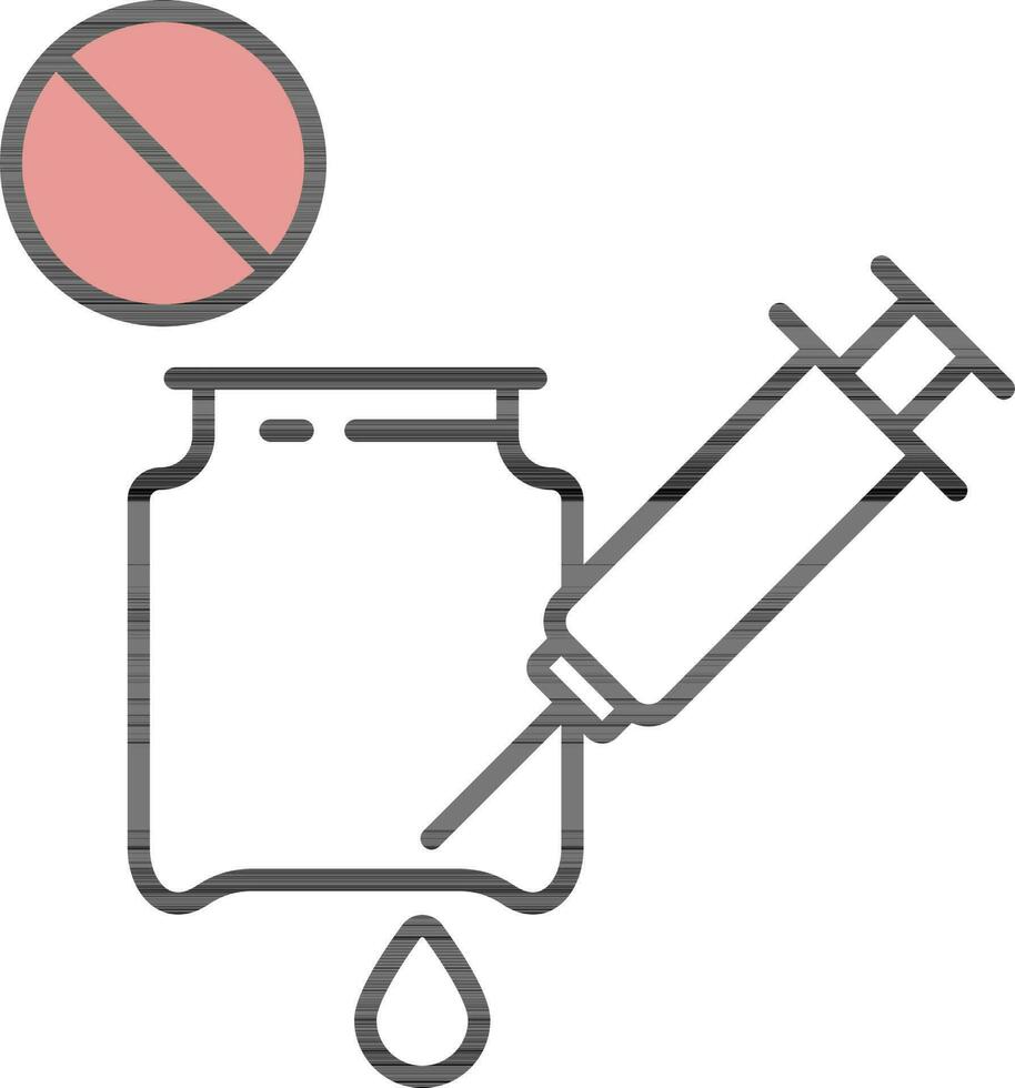 Flat style No Vaccine and Syringe icon in thinline. vector