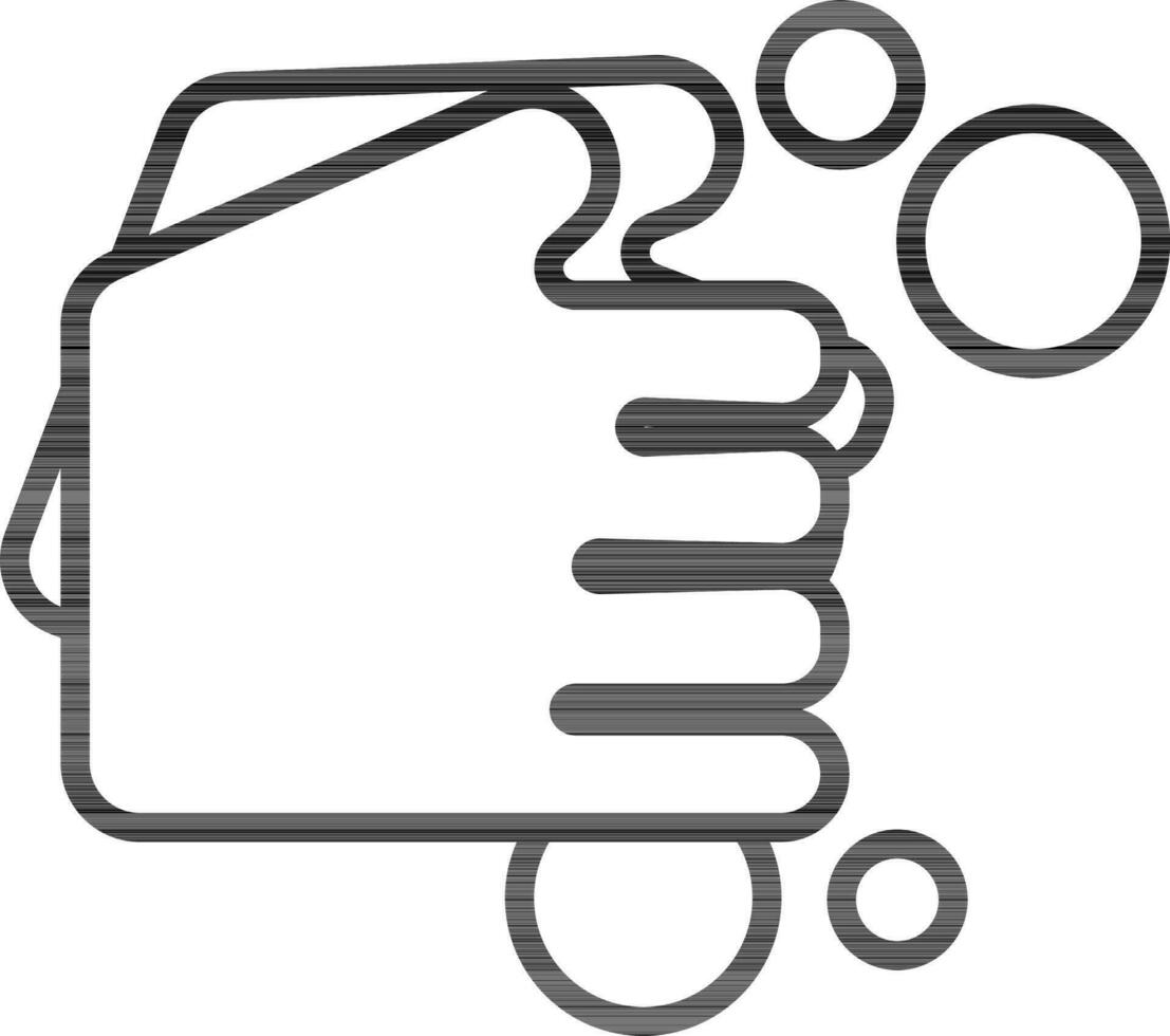 Line art Palm Rubbing Hand icon in flat style. vector