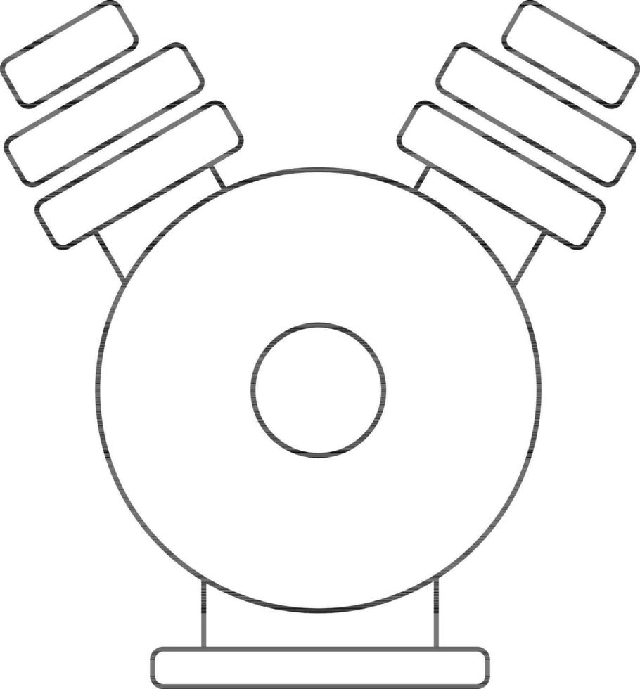 Black line art motorcycle engine. vector