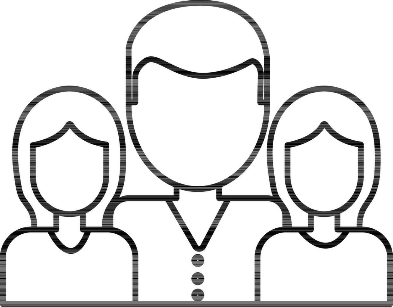 Character of faceless father with two daughters. vector