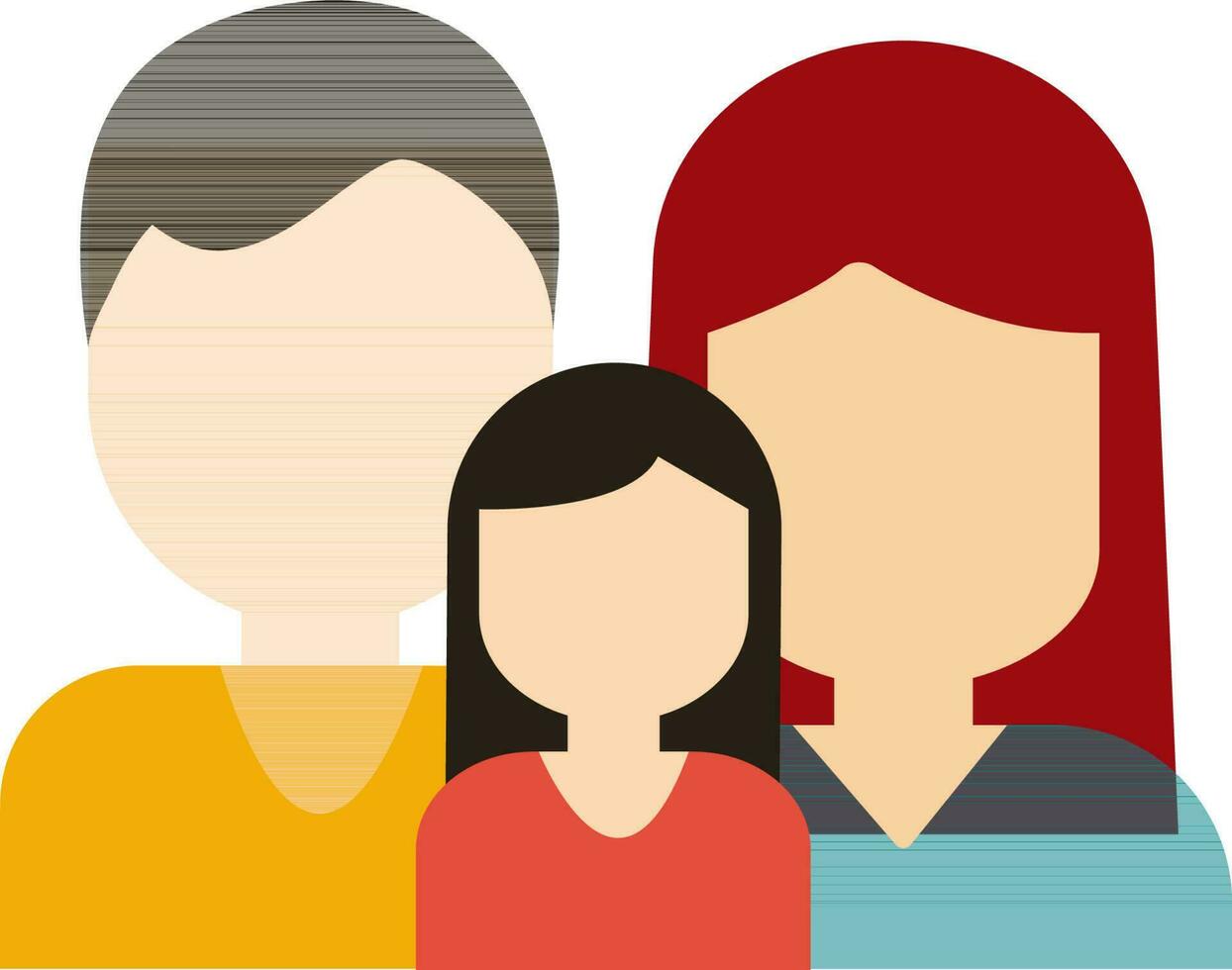 Character of faceless father, mother and daughter. vector