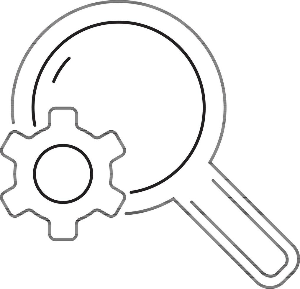 SEO symbol with magnifying glass and cogwheel. vector