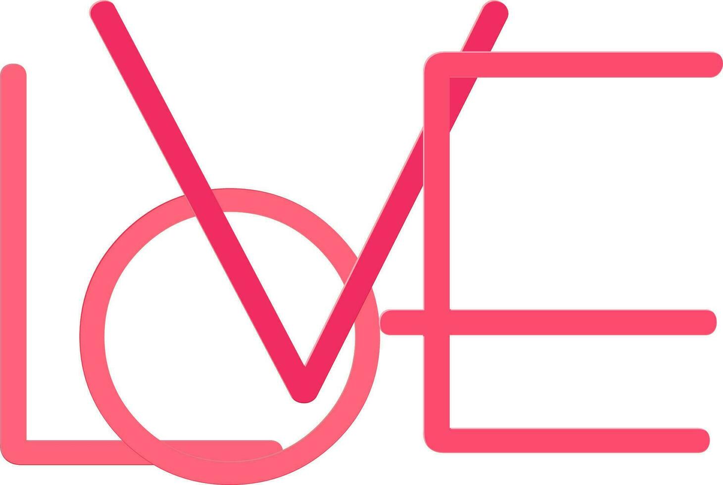 Creative Pink Text Love. vector