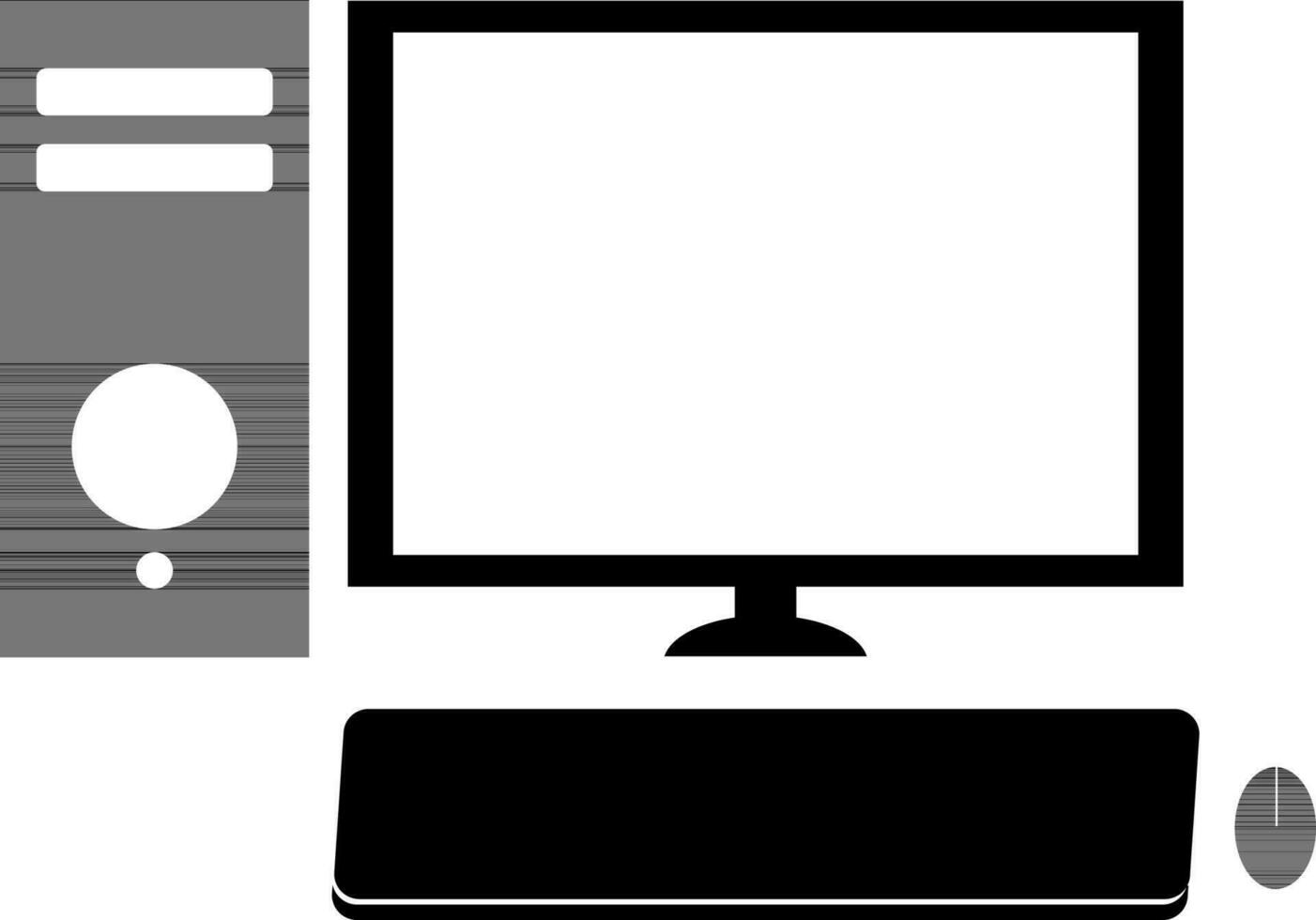 Desktop, Keyboard, Mouse and CPU. vector