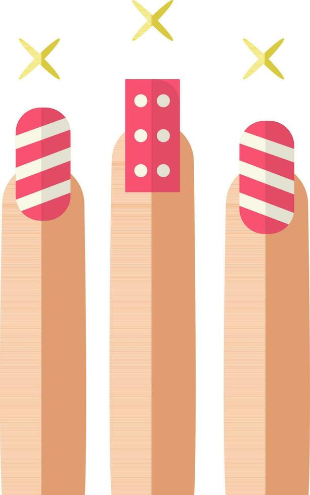 Colorful icon of finger nail with nail art. vector