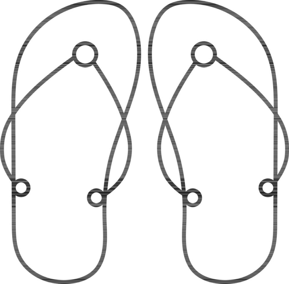 Line art icon of flat slippers. vector
