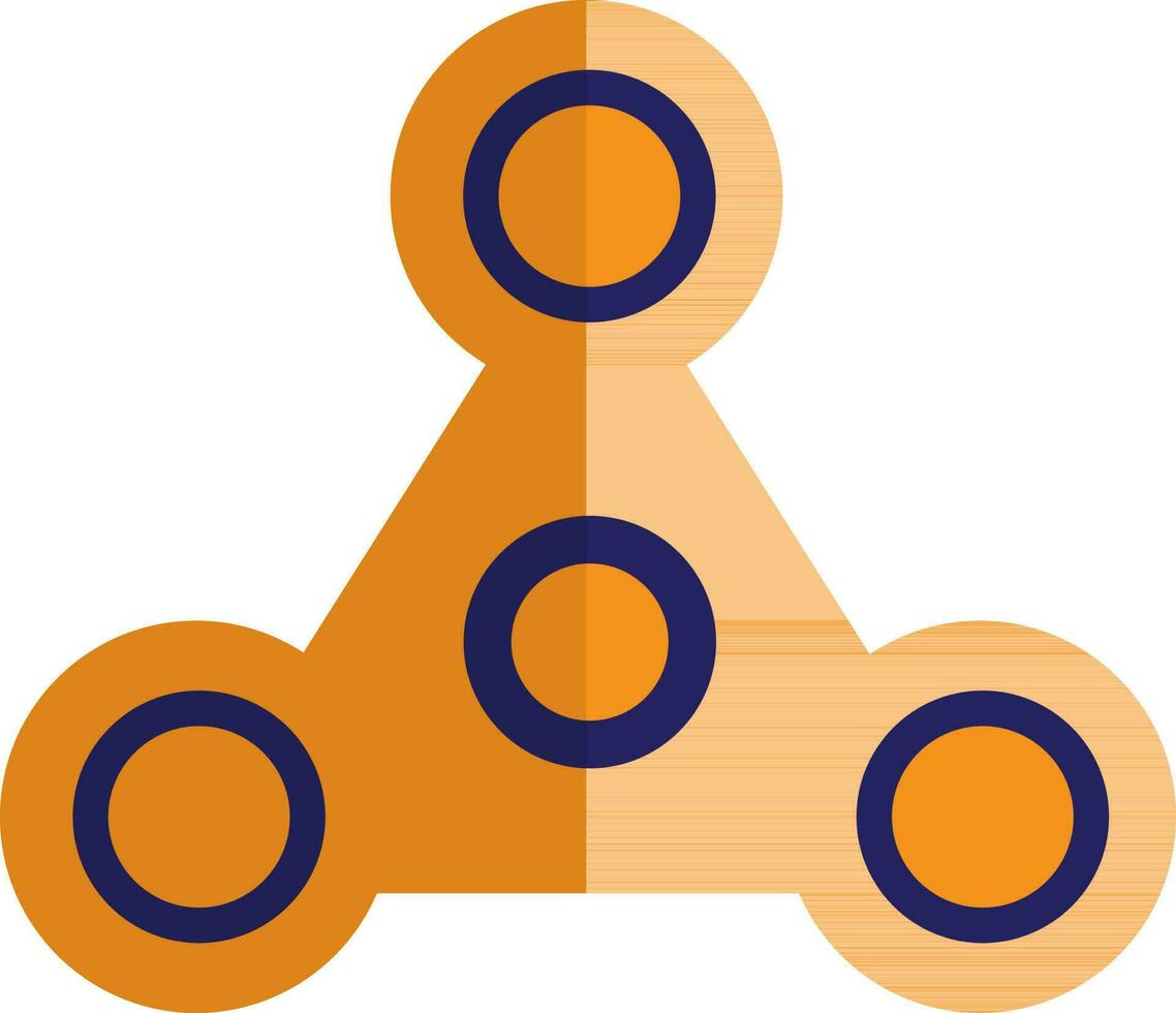 Orange color of spinner icon in illustration in half shadow. vector