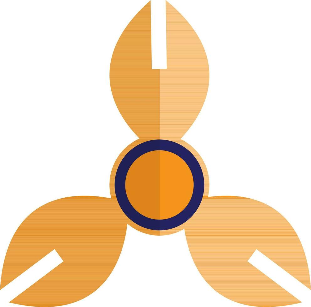 Orange color of spinner toy icon for playing in half shadow. vector