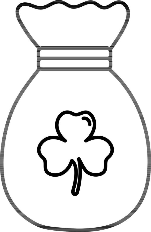 Money Bag with shamrock leaf. vector