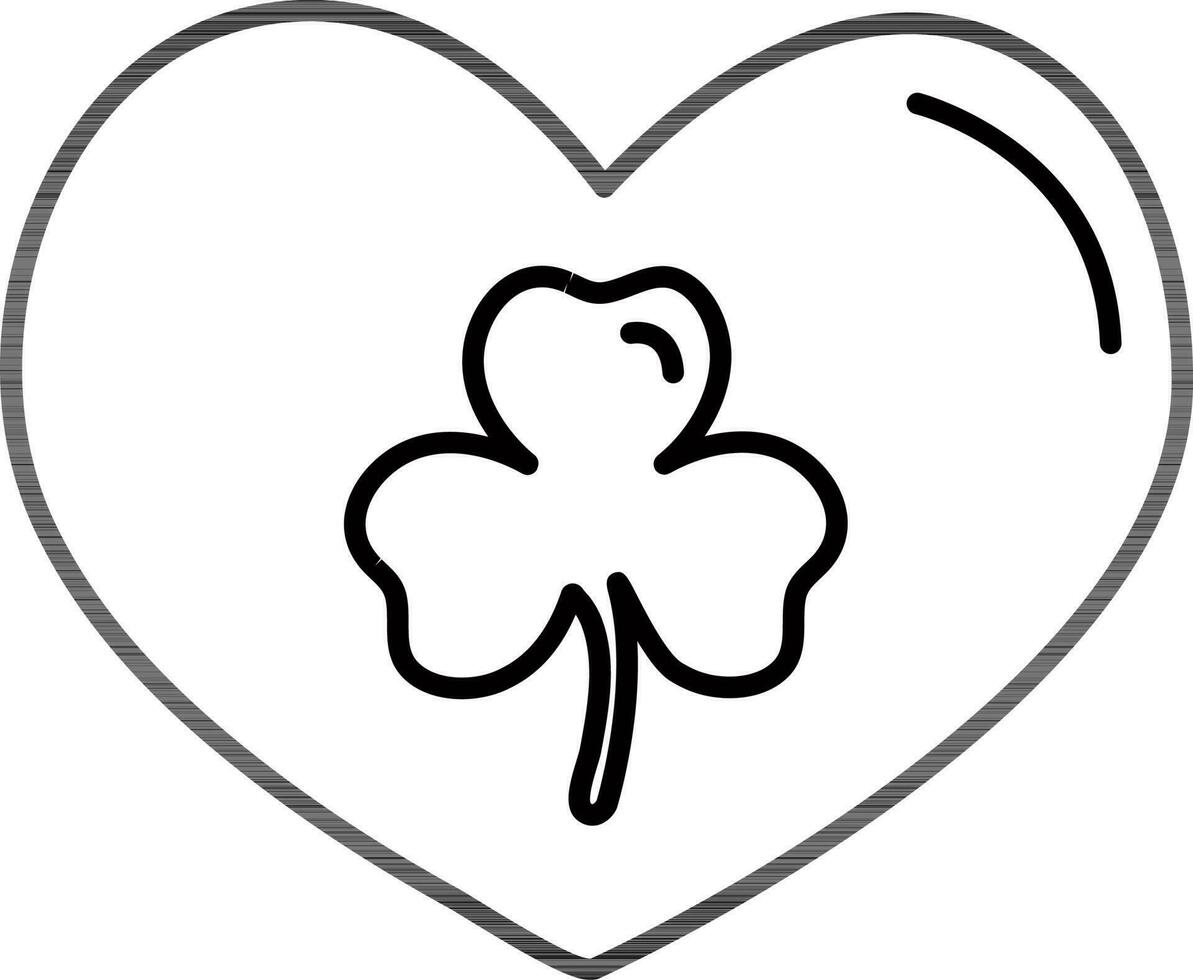 Illustration of big heart with shamrock leaf. vector
