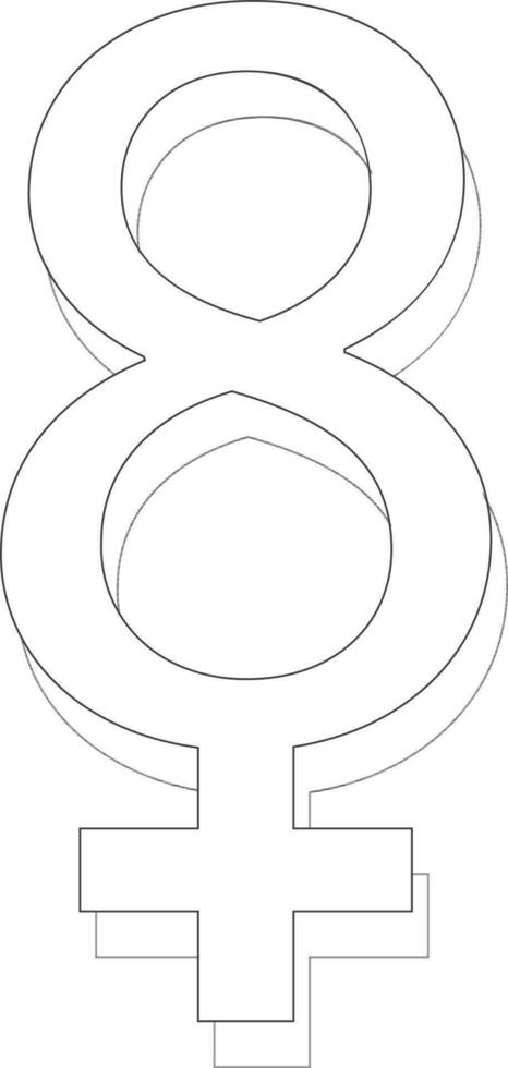 3D hand drawn 8 text for Happy Woman's Day. vector