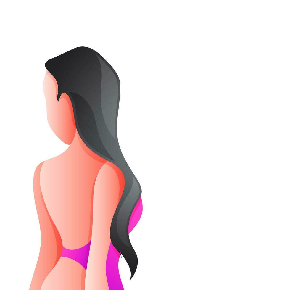 personaje de sin rostro mujer ondulado cabello. vector